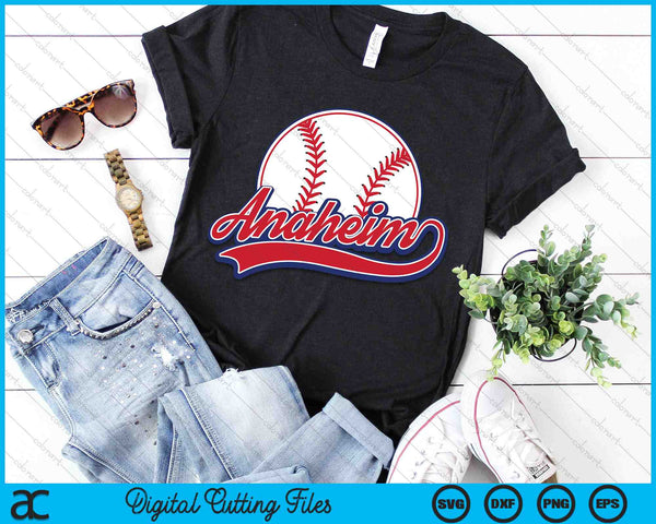 Vintage Anaheim Cityscape Baseball SVG PNG Digital Cutting Files