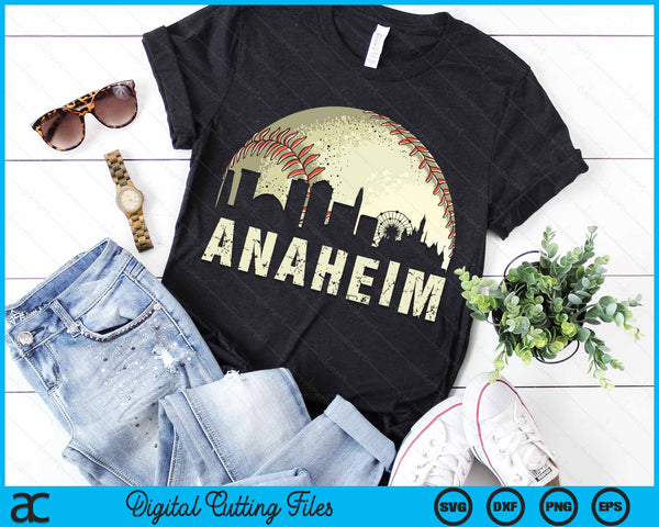 Vintage Anaheim Cityscape Baseball Lover SVG PNG Cutting Printable Files