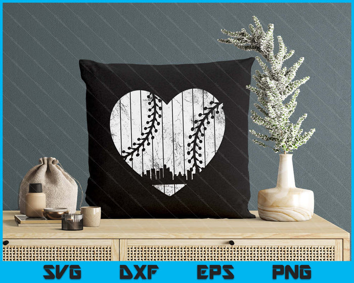 Vintage Arizona Baseball Heart With Skyline SVG PNG Digital Cutting Files