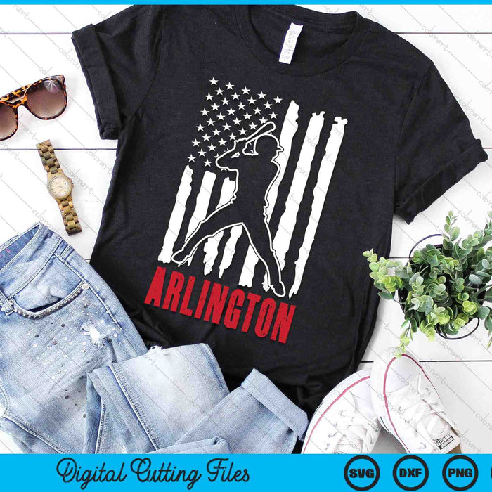 Vintage Arlington American Flag Distressed Baseball SVG PNG Digital Cutting Files