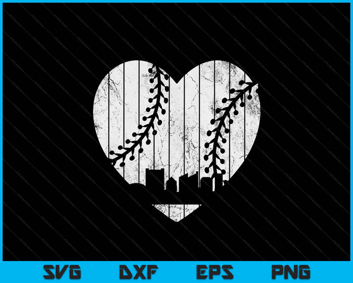 Vintage Arlington Baseball Heart With Skyline SVG PNG Digital Cutting Files