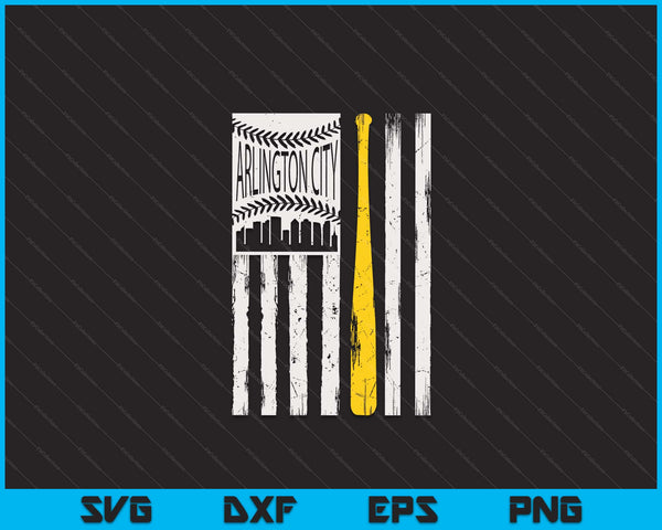Vintage Arlington City honkbal vlag patriottische honkbal SVG PNG digitale snijden bestanden 
