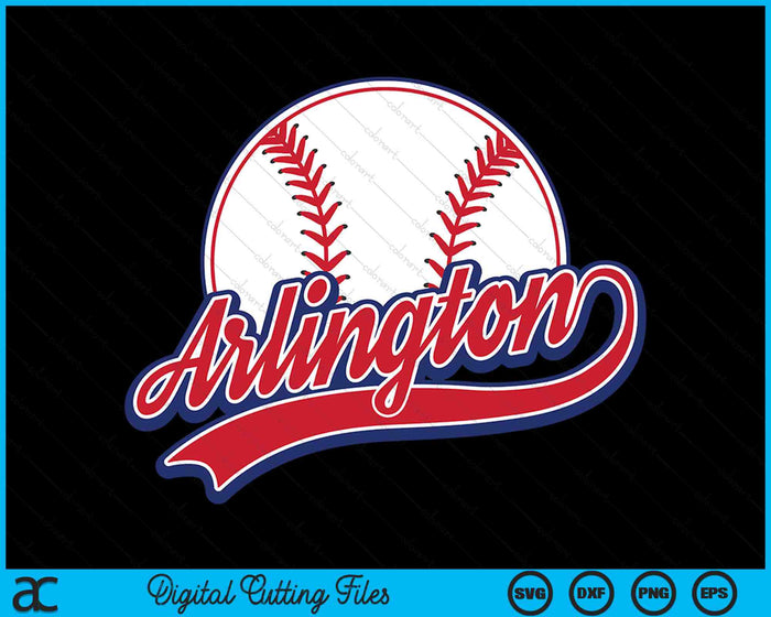 Vintage Arlington Cityscape honkbal SVG PNG digitale snijbestanden 
