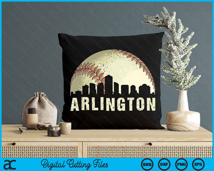 Vintage Arlington Cityscape Baseball Lover SVG PNG Cutting Printable Files