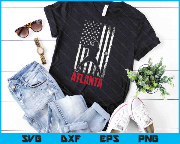 Vintage Atlanta Amerikaanse vlag noodlijdende honkbal SVG PNG snijden afdrukbare bestanden - on a t-shirt