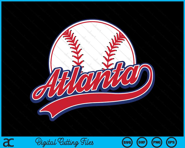 Vintage Atlanta Cityscape Baseball SVG PNG Digital Cutting Files