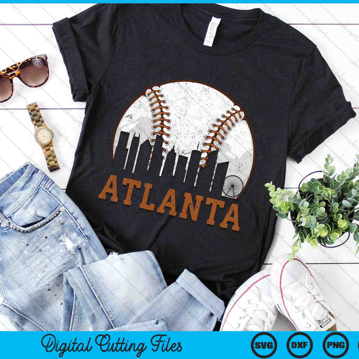 Vintage Atlanta Cityscape Baseball SVG PNG Cutting Printable Files
