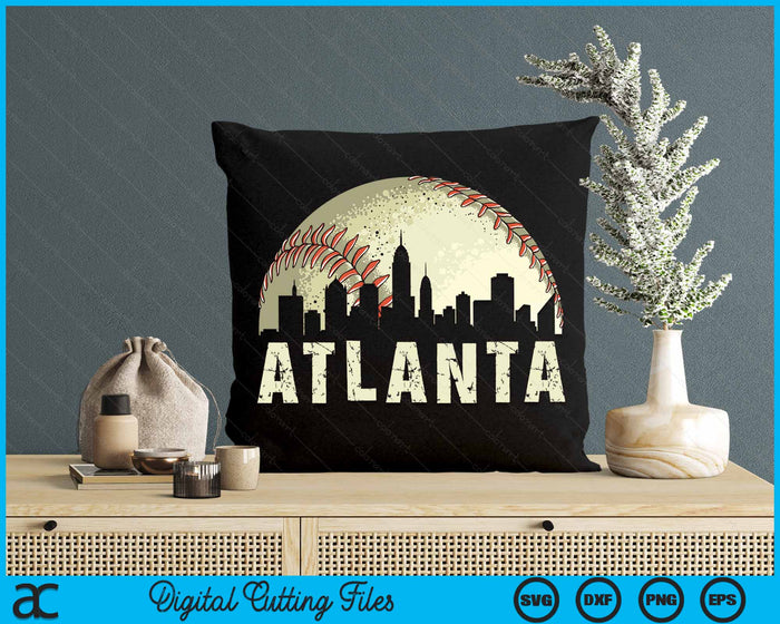 Vintage Atlanta Cityscape Baseball Lover SVG PNG Cutting Printable Files