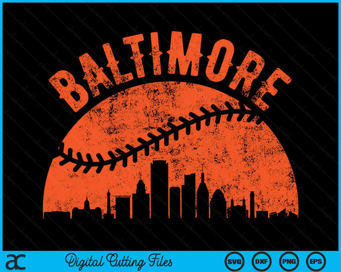 Vintage Baltimore City honkbal SVG PNG digitale snijbestanden 