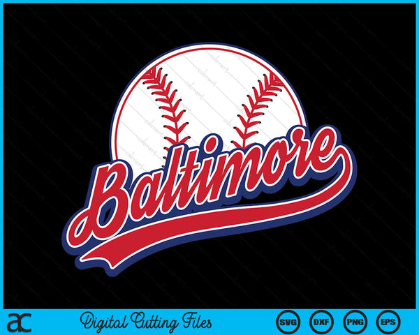 Vintage Baltimore Cityscape honkbal SVG PNG digitale snijbestanden