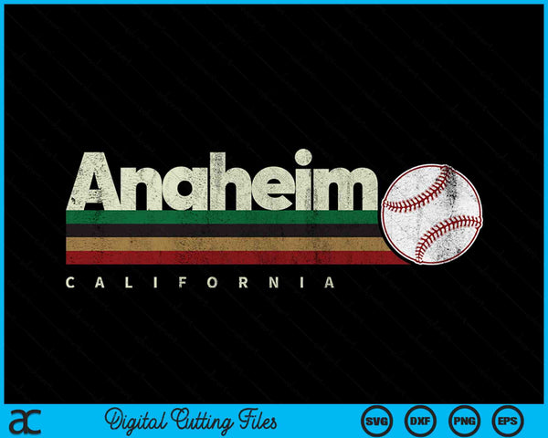 Vintage Baseball Anaheim City Baseball Retro Stripes SVG PNG Digital Cutting Files