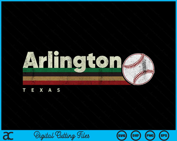 Vintage Baseball Arlington City Baseball Retro Stripes SVG PNG Digital Cutting Files