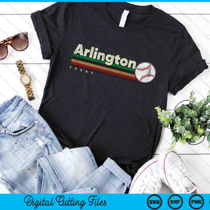 Vintage Baseball Arlington City Baseball Retro Stripes SVG PNG Digital Cutting Files