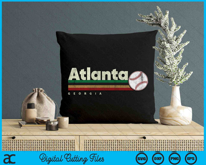 Vintage Baseball Atlanta City Baseball Retro Stripes SVG PNG Digital Cutting Files