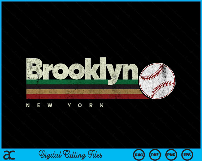 Vintage Baseball Brooklyn City Baseball Retro Stripes SVG PNG Digital Cutting Files