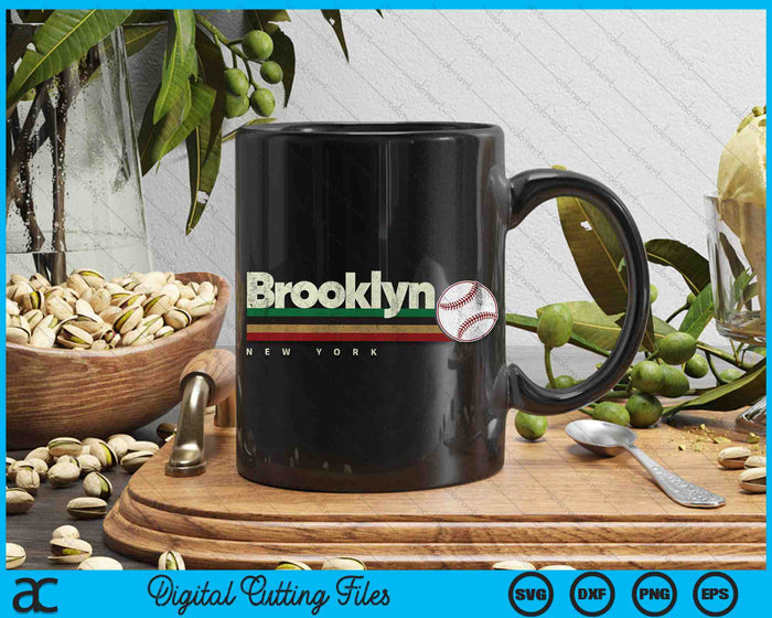 Vintage Baseball Brooklyn City Baseball Retro Stripes SVG PNG Digital Cutting Files
