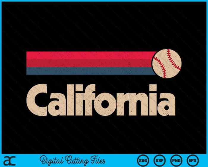 Vintage Baseball California B-Ball Retro Stripes SVG PNG Digital Cutting Files