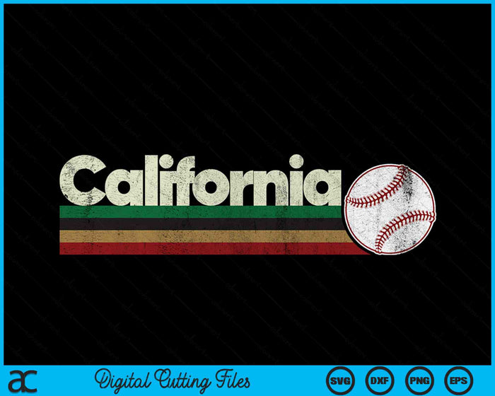 Vintage Baseball California Baseball Retro Stripes SVG PNG Digital Cutting Files