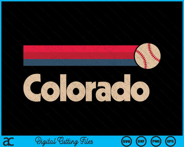 Vintage Baseball Colorado B-Ball Retro Stripes SVG PNG Digital Cutting Files