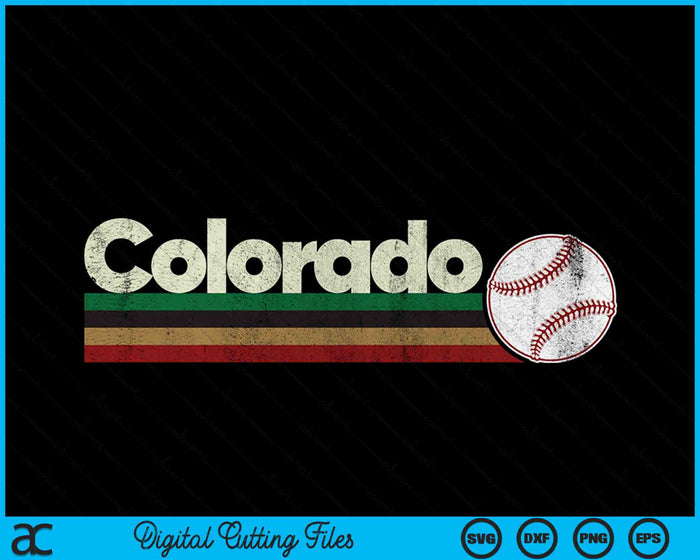 Vintage Baseball Colorado Baseball Retro Stripes SVG PNG Digital Cutting Files