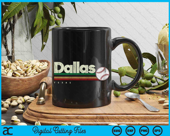 Vintage Baseball Dallas City Baseball Retro Stripes SVG PNG Digital Cutting Files
