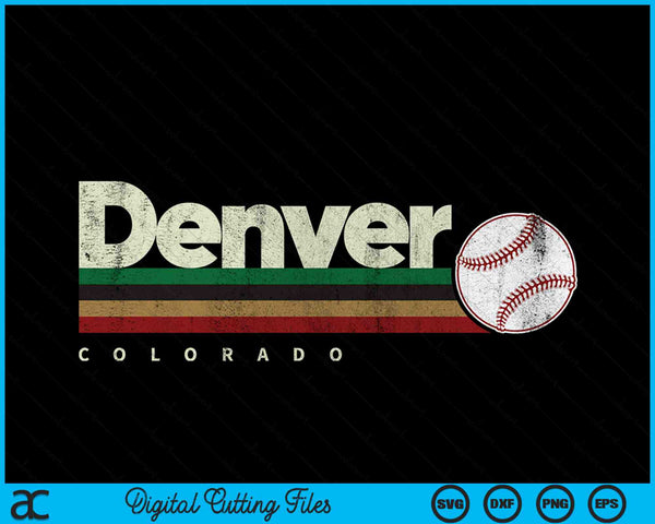 Vintage Baseball Denver City Baseball Retro Stripes SVG PNG Digital Cutting Files