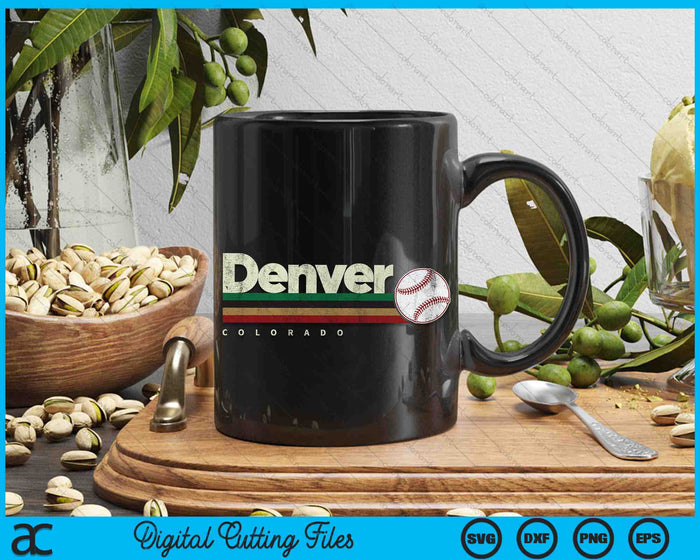 Vintage Baseball Denver City Baseball Retro Stripes SVG PNG Digital Cutting Files