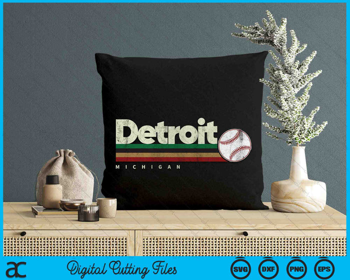 Vintage Baseball Detroit City Baseball Retro Stripes SVG PNG Digital Cutting Files
