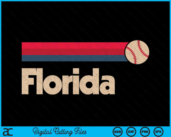 Vintage Baseball Florida B-Ball Retro Stripes SVG PNG Digital Cutting Files