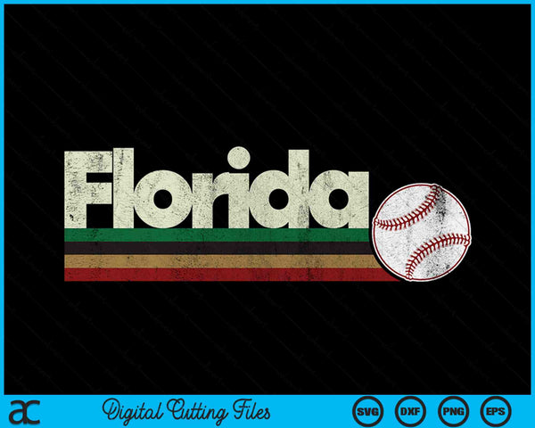 Vintage Baseball Florida Baseball Retro Stripes SVG PNG Digital Cutting Files
