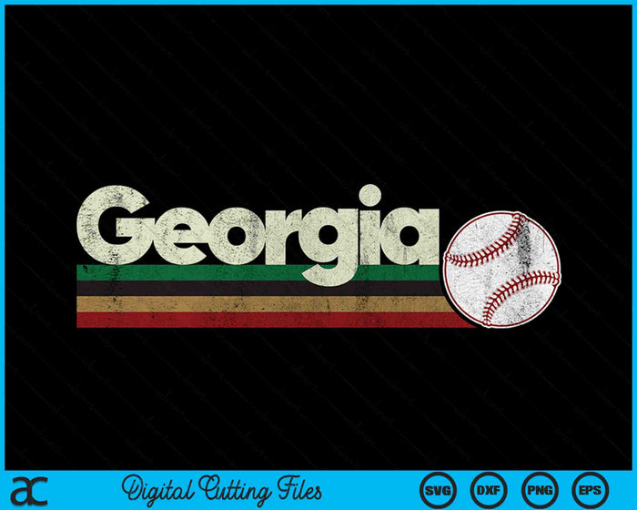 Vintage Baseball Georgia Baseball Retro Stripes SVG PNG Digital Cutting Files