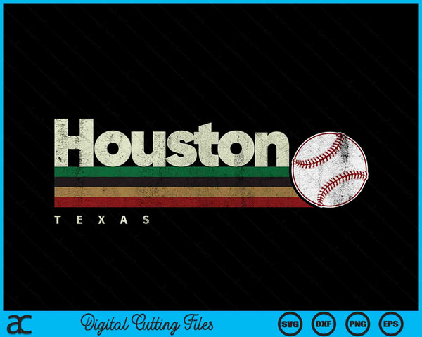 Vintage Baseball Houston City Baseball Retro Stripes SVG PNG Digital Cutting Files