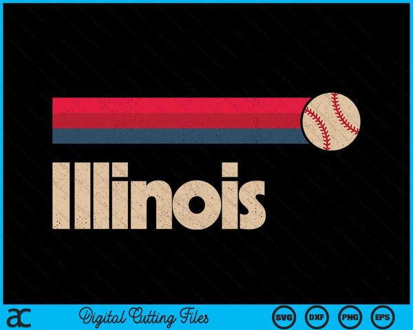 Vintage Baseball Illinois B-Ball Retro Stripes SVG PNG Digital Cutting Files