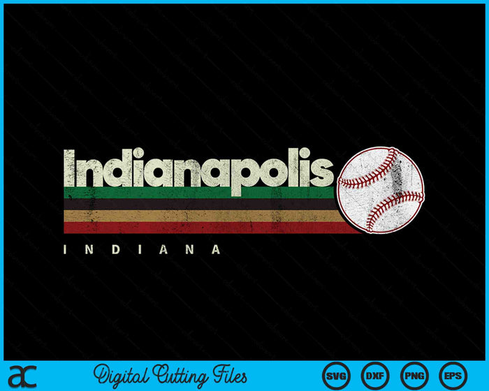 Vintage Baseball Indianapolis City Baseball Retro Stripes SVG PNG Digital Cutting Files