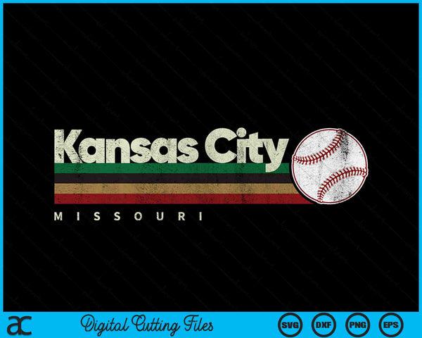 Vintage Baseball Kansas City Baseball Retro Stripes SVG PNG Digital Cutting Files