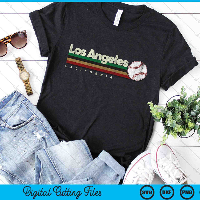 Vintage Baseball Los Angeles City Baseball Retro Stripes SVG PNG Digital Cutting Files