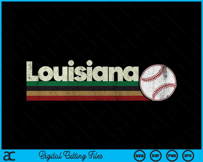 Vintage Baseball Louisiana Baseball Retro Stripes SVG PNG Digital Cutting Files