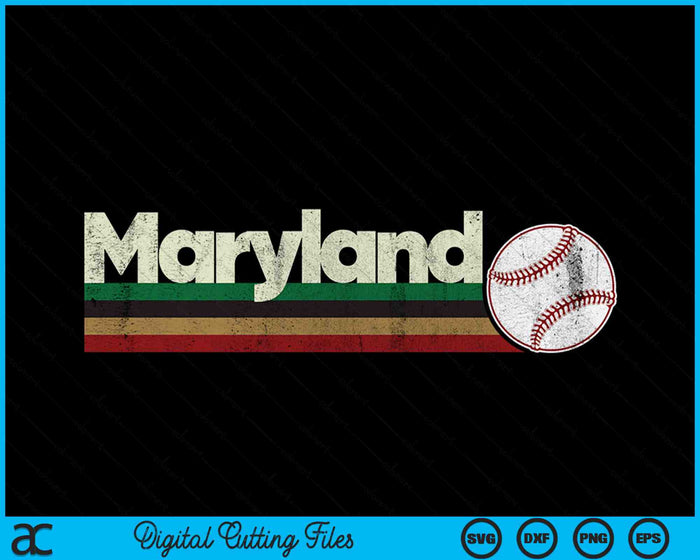 Vintage Baseball Maryland Baseball Retro Stripes SVG PNG Digital Cutting Files