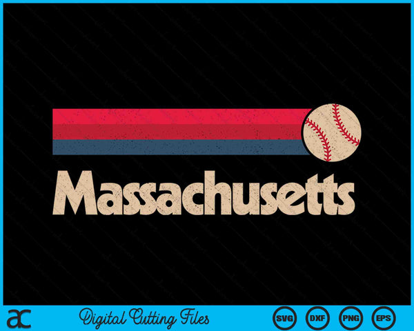 Vintage Baseball Massachusetts B-Ball Retro Stripes SVG PNG Digital Cutting Files