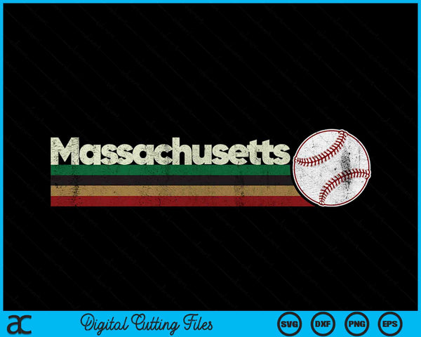 Vintage Baseball Massachusetts Baseball Retro Stripes SVG PNG Digital Cutting Files