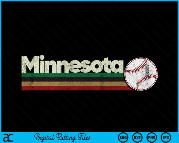 Vintage Baseball Minnesota Baseball Retro Stripes SVG PNG Digital Cutting Files