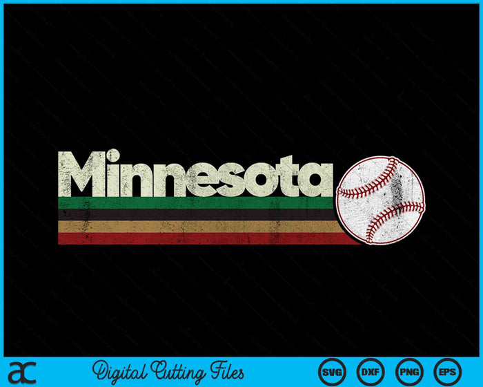 Vintage Baseball Minnesota Baseball Retro Stripes SVG PNG Digital Cutting Files