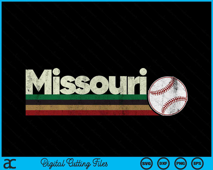 Vintage Baseball Missouri Baseball Retro Stripes SVG PNG Digital Cutting Files