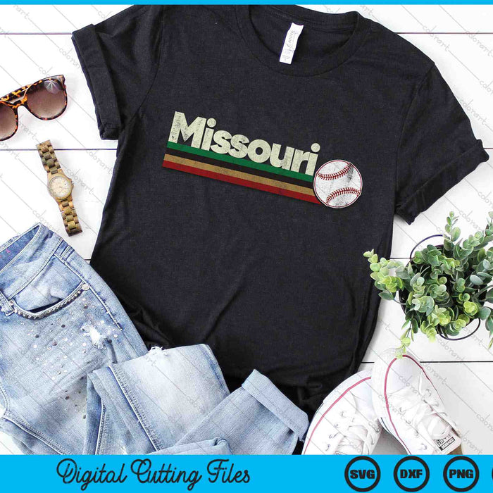 Vintage Baseball Missouri Baseball Retro Stripes SVG PNG Digital Cutting Files