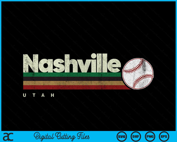 Vintage Baseball Nashville City Baseball Retro Stripes SVG PNG Digital Cutting Files