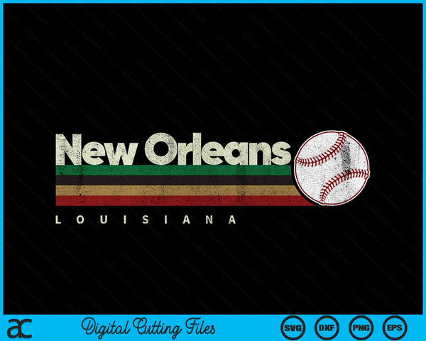 Vintage Baseball New Orleans City Baseball Retro Stripes SVG PNG Digital Cutting Files