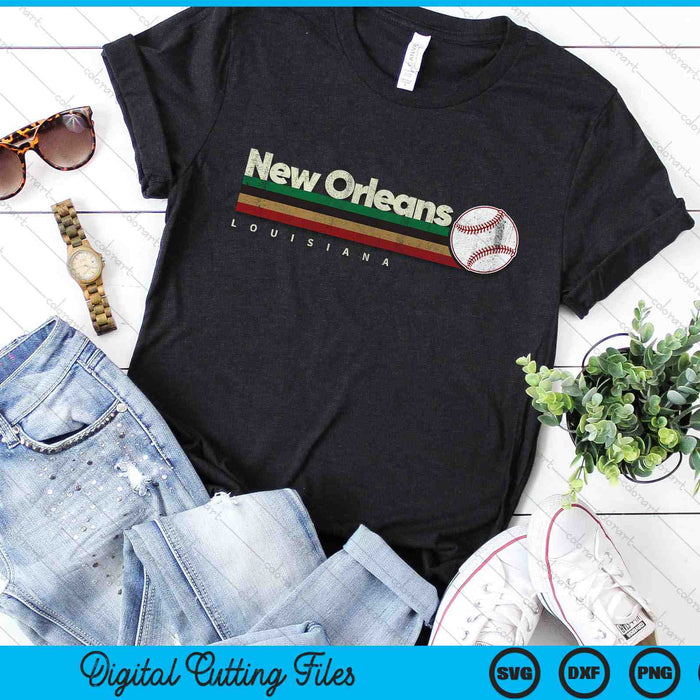Vintage Baseball New Orleans City Baseball Retro Stripes SVG PNG Digital Cutting Files