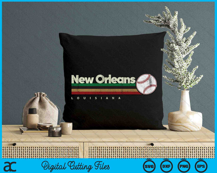 Vintage Baseball New Orleans City Baseball Retro Stripes SVG PNG Digital Cutting Files