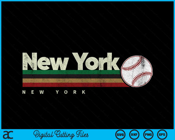 Vintage Baseball New York City Baseball Retro Stripes SVG PNG Digital Cutting Files