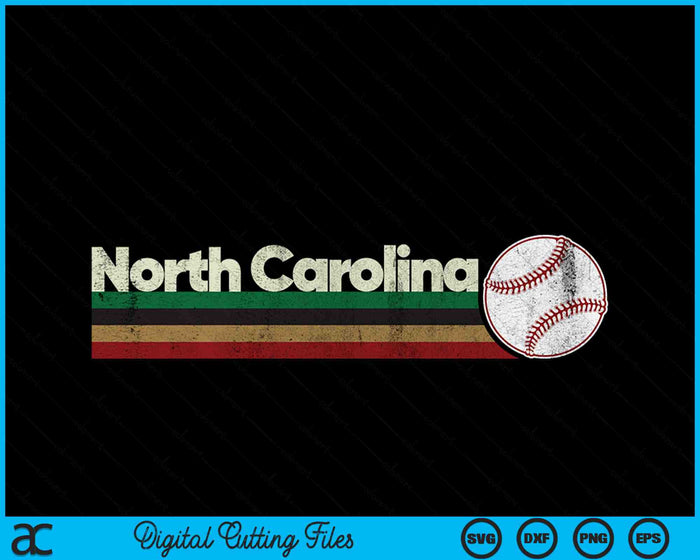 Vintage Baseball North Carolina Baseball Retro Stripes SVG PNG Digital Cutting Files